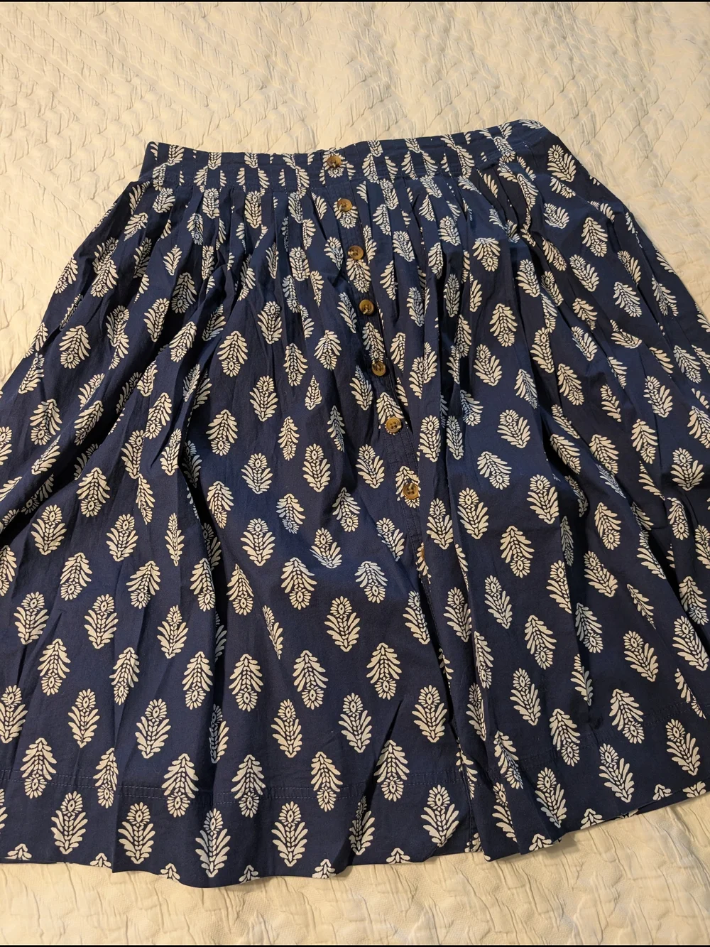 J. Crew Navy Blue Printed Button-Front A-Line Skirt - Picture 4 of 4